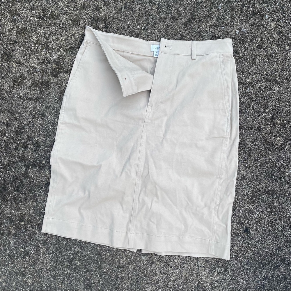 Preppy Minimalist J.Crew Chino Pencil Skirt Womens 6 Khaki Sand